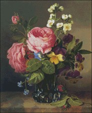 Needlework Crafts Embroidery DIY Counted Cross Stitch Kits Roses in a Blue Vase