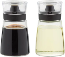 2-Piece Small Olive Oil and Vinegar Dispenser Set - Glass Salad Dressing Cruet B