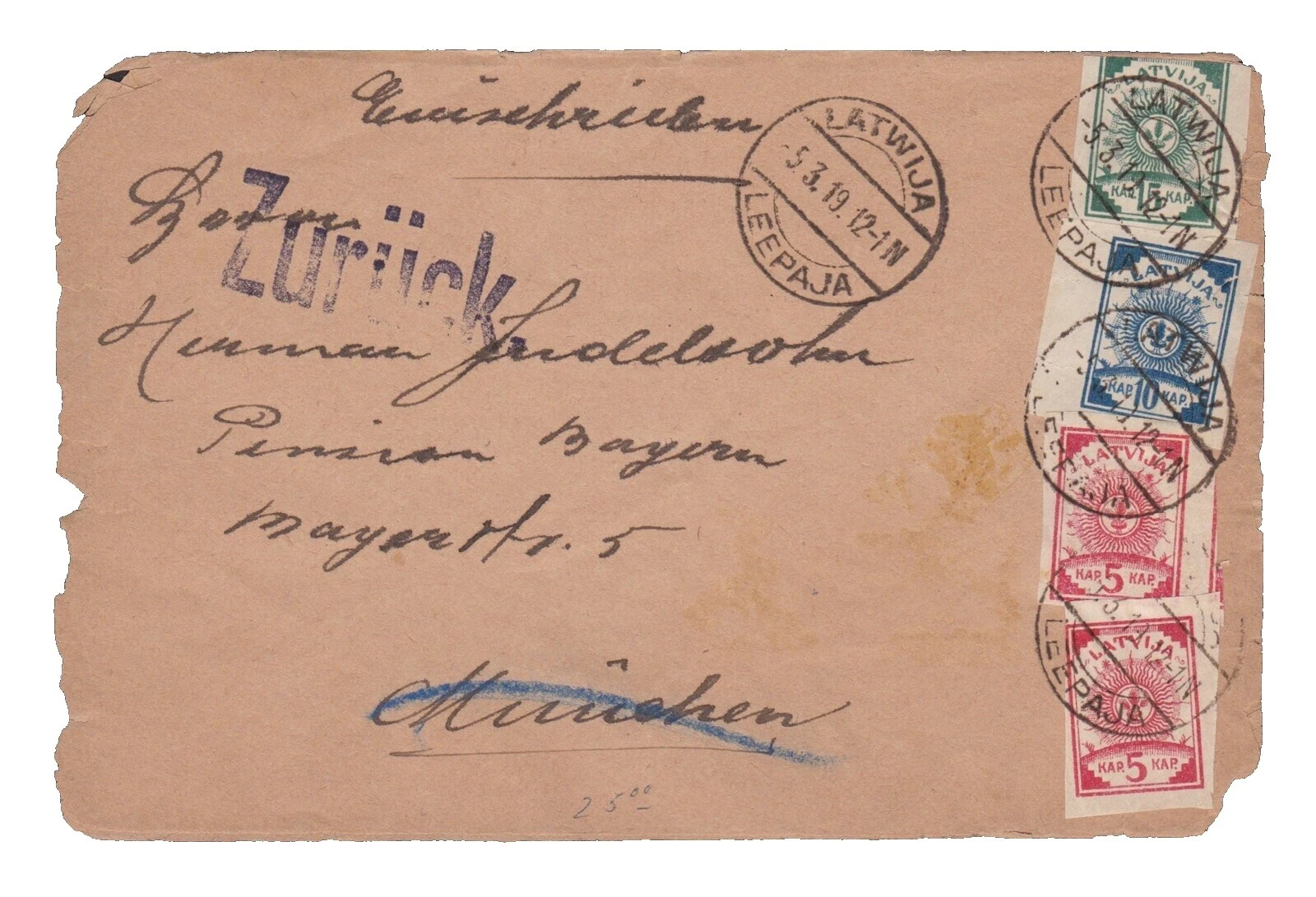 1911-1920 año de emisión sellos de Letonia