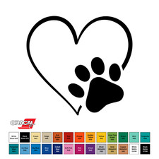 Heart Dog Puppy Paw Print Die-Cut Permanent Sticker Decal 3.5" CHOOSE COLOR