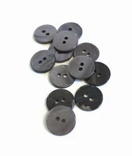 24 Buttons Dark Gray Iridescent Natural Real Shell 2-Hole Sewing 15 mm #SH36