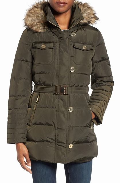 Belted Hooded Down Puffer Jacket Coat 