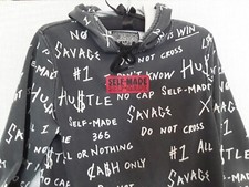 Brooklyn Cloth Sweatshirt Hoodie Pullover M Print 'Self Made' AOP