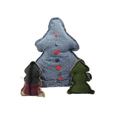 Tree Pillow 3 Handmade Rustic Country Christmas Trees Mixed Vtg Wool Upcycle 