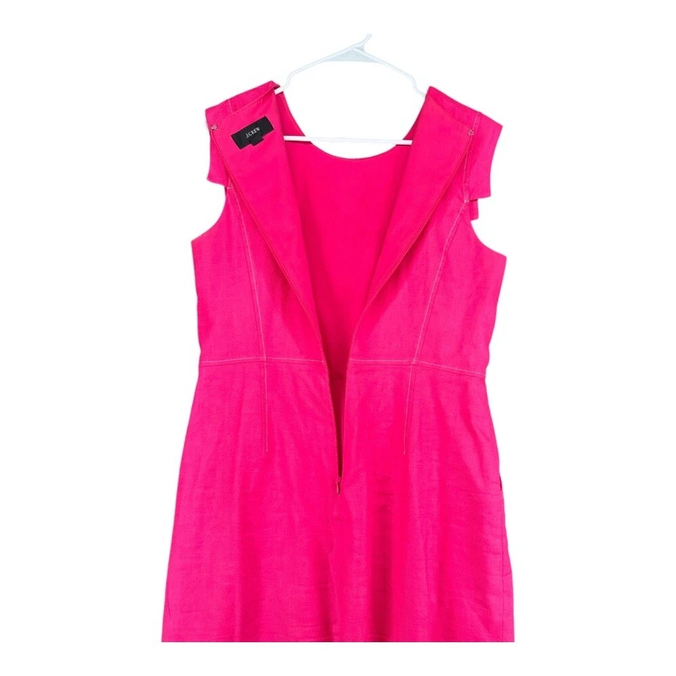 Vestido Vaina J Crew Para Mujer 10 Rosa Resume Lino Elástico L6602 Verano Costero Foto 4 de 4