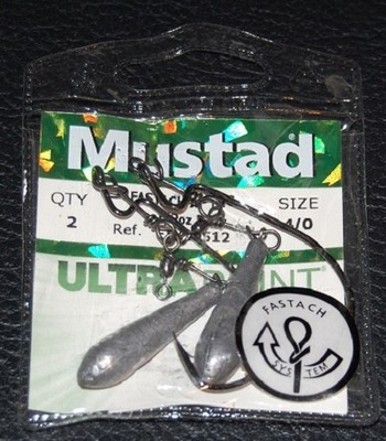 Pack of 2 Mustad KVD FASTACH X-RIG FTX 10512 4/0 Hook 1/2 oz Weight ...