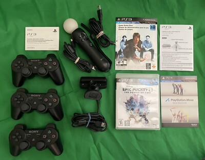 3x Authentic Sony PS3 Controller + PS3 Motion Controller + Eye Camera + 2 Disc