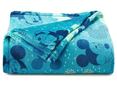 The Big One Mickey Mouse Faces Blue Blanket Disney Large Soft Plush ...