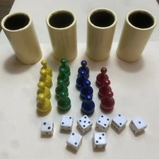 Parcheesi Board Game Replacement Parts Lot Selchow & Righter 1975 Dice & Cups