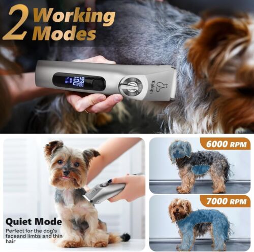 Dog Clippers 3-Speed Low Noise Cordless Pet Grooming Tools for Small & Large Pet - Picture 4 of 8