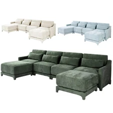 2-4 Seat Elegant Chenille Sponge Sofa Set Lumbar Pillow Living Room w/O Ottoman