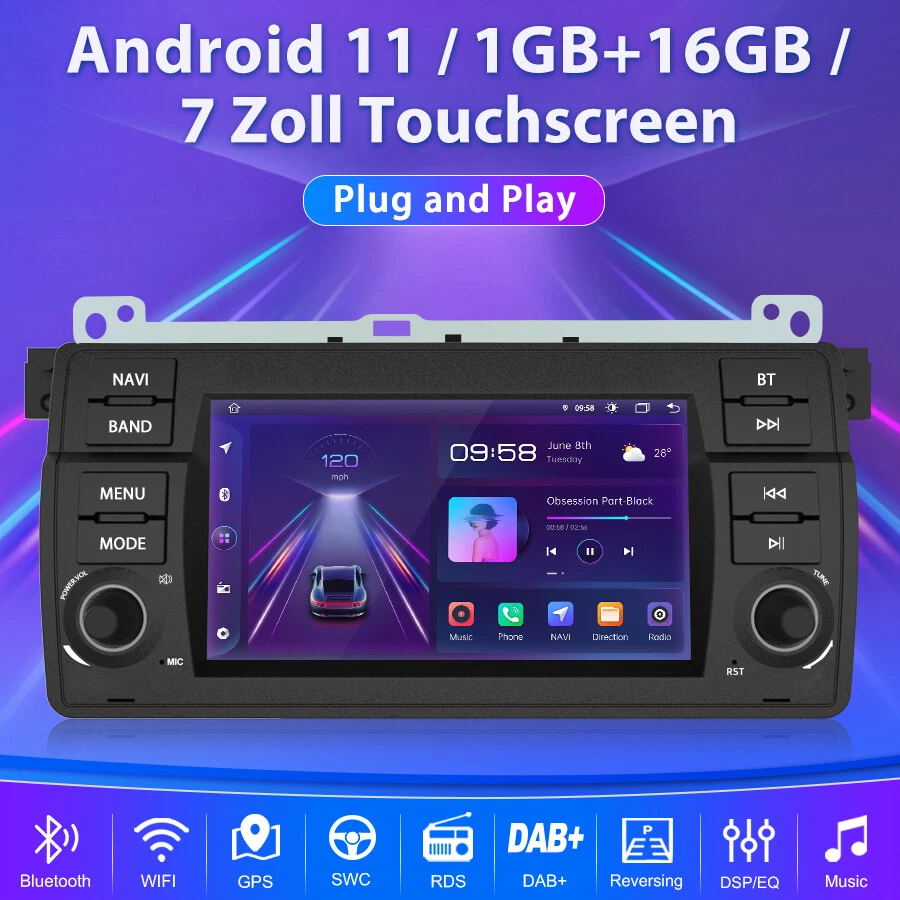 Für BMW E46 3er 318 320 325 M3 DAB+USB Android 12 1+32GB Autoradio GPS Navi RDS - Bild 2 von 4