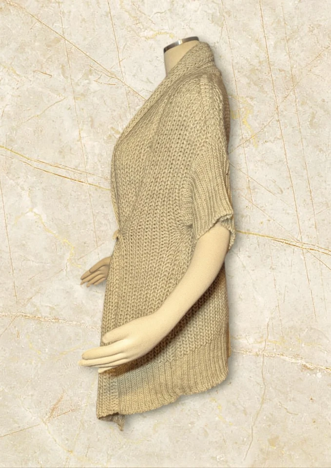 Cárdigan Suéter BETH BOWLEY Natural Beige Mezcla Lana Alpaca DOLMAN Mujer Pequeño Foto 2 de 4
