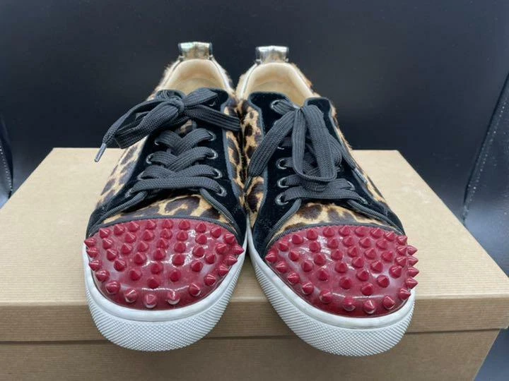 Christian Louboutin Metallic Bronze Leather and Leopard Lame Fabric Louis High  Top Sneakers Size 45 Christian Louboutin