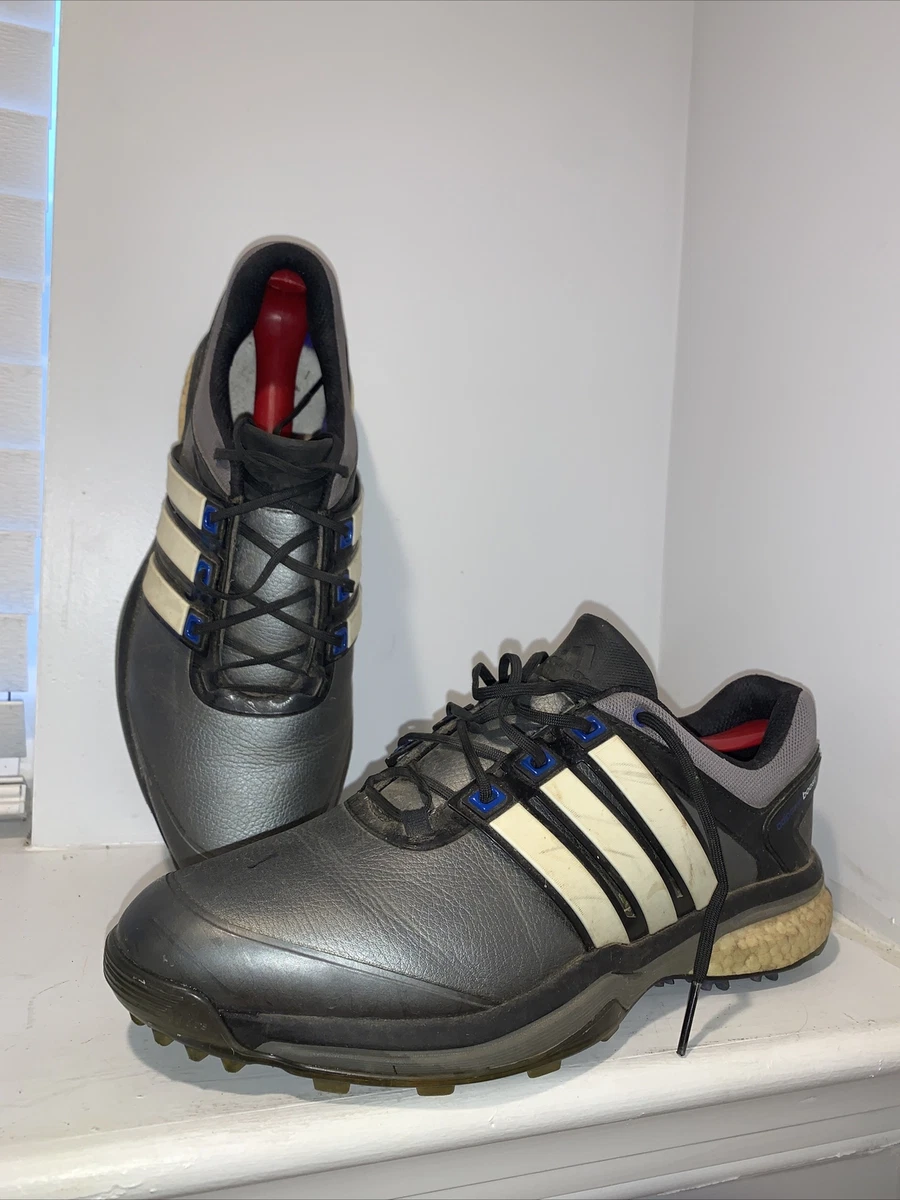 ADIDAS Adipower Boost Gray White Striped 10.5 M Hybrid Golf Shoes