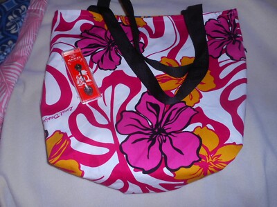 XL NEW MADE IN HAWAII TOTE SHOPPING BAG REVERSIBLE W ZIPPERS & SOUVENIR SPOON
