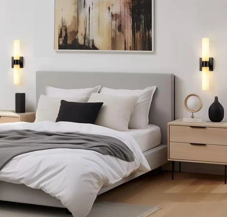 YANSUN 18 pulgadas Aplique de pared de tubo industrial blanco y negro de 2 luces (paquete de 2) Foto 3 de 3