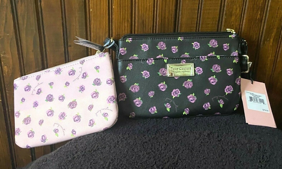 JUICY COUTURE CROSSBODY BLACK BLOOMS AT NIGHT PULL OUT POUCH  display picture 3