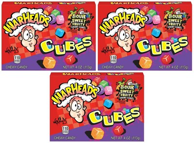 3x Sprengköpfe Kauwürfel verschiedene Geschmacksrichtungen Kaubonbons Theater Box 113g
