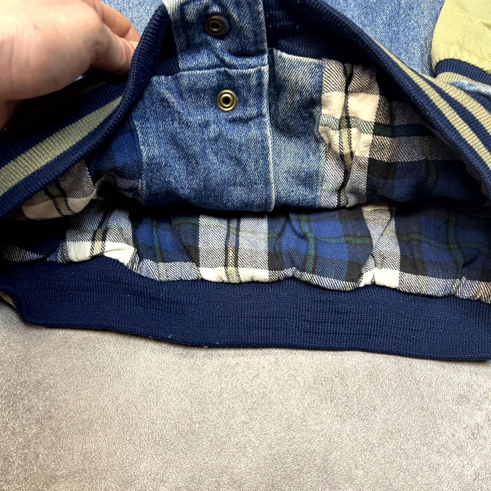 Hilton Corporate Denim Stadium Jacket Mens XL Button Up Varsity Coat, Blue image 6