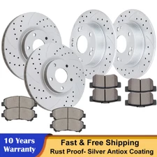 Front Rear Drilled Discs Rotors Ceramic Brake Pads Fit 2003 - 2007 Honda Accord