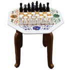 White Marble Chess Board Inlay Jasper Stone Table Top