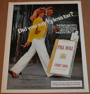 1982 Print Ad Pall Mall Cigarettes Lady Man Clothing Style Fashion Heels legs 
