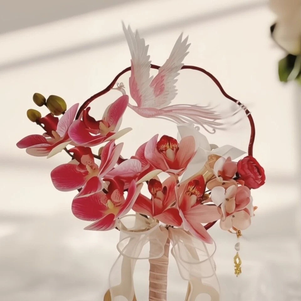 Borlas de renda para ventiladores dobráveis florais formais | Flores de noiva, flores de dança formal - Imagem 2 de 2