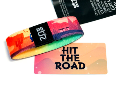 ZOX **HIT THE ROAD** Silver Strap Medium Mys NIP Wristband w/Card