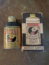 Vintage Dentist Professional Sample Tin & Box Wilson's Corega Denture Adhesive