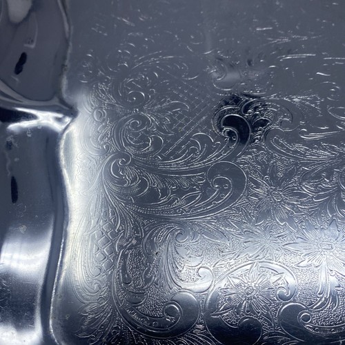 Vintage Irvinware Engraved Chrome Serving Tray Mid Century Art Deco Made in USA - Picture 18 of 20
