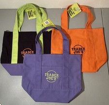 Trader Joe  s Halloween Fall Mini Tote NWT Set 3, Purple, Orange, Black