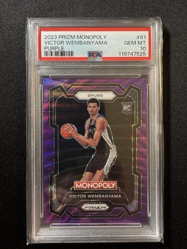 2023-24 Panini Prizm Monopoly Victor Wembanyama RC Purple #81 PSA 10 Spurs