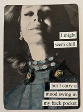 Mixed Media Collage Art Card ACEO ATC Snarky Women Mood Swing In My Pocket 