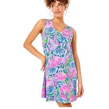 Lilly Pulitzer Aaron Dress Style #006001 Gecko Green Tiger Sunrise Large