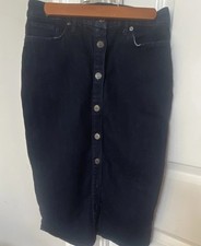 Banana Republic Dark Blue Denim Button Front Midi Pencil Skirt