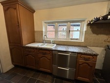 Oak Kitchen units & Marble Top - 2nd Hand / Good Condition Porcelain Sink - worn