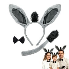 Donkey Costume - Donkey Ears Headband Bow Tie Tail Set for Halloween