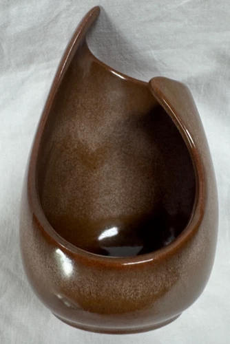 VINTAGE FRANKOMA POTTERY CANDLE HOLDER - BROWN GLAZE