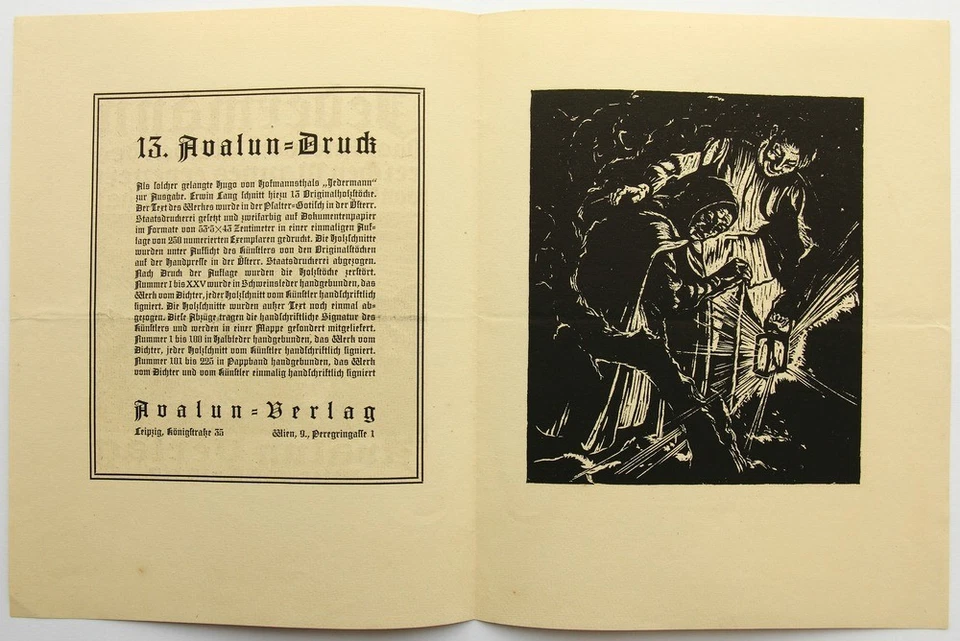 E. LANG (1886-1962), zu Hofmannsthals Stück Jedermann, Holzschnitt Expressionism - Bild 3 von 4