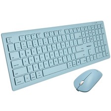 Macally Wireless Keyboard and Mouse Combo for Mac mini/Pro, iMac, Light Blue