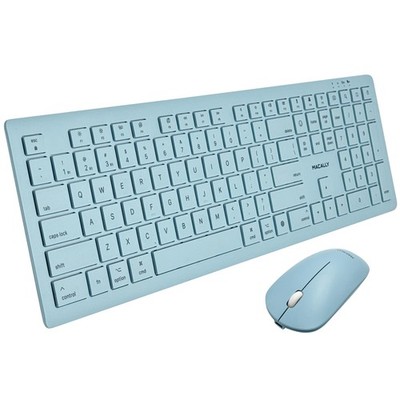 Macally Wireless Keyboard and Mouse Combo for Mac mini/Pro, iMac, Light Blue