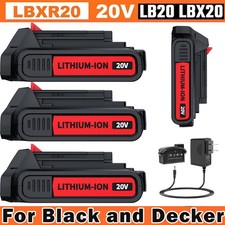 1/6PCS Lithium-ion 3.8Ah Battery/Charger for BLACK DECKER 20V LBXR20 LBX20 LB20