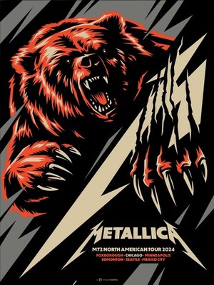 Metallica M72 Poster 2024   Angry Bear Scratch Art Poster 18x24