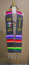 Mexican Graduation Sash Class 2026 Stole Multicolor and Black on Gold Embroider
