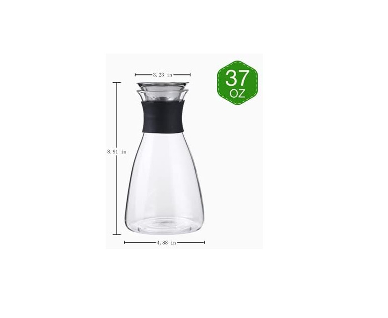 37oz Glass Carafe with Stainless Steel Silicone Filter Lid for Tea