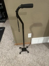 Quad Cane - Adjustable Walking Cane with 4-Pronged Base for Extra Stability 