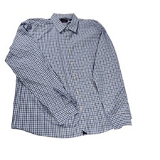 UNTUCKit Mens XL Relaxed Fit Wrinkle Free Blue Plaid Button Down Shirt