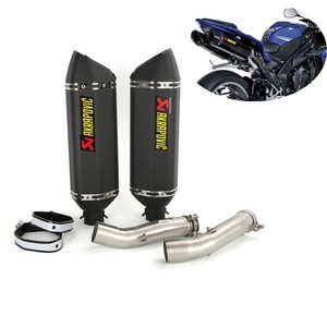 For Yamaha YZF R1 2007 2008 Exhaust System Dual-outlet Mid Pipe Black Mufflers