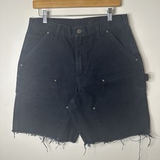 Carhartt Double Knee Shorts B136-BLK Thrashed Black Heavy Canvas Grunge Size 32